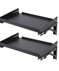 No Fuss Heavy Duty Fold Down Garage Wall Shelf Built Hella Sturdy With Alloy Steel, featuring two foldable black shelves.