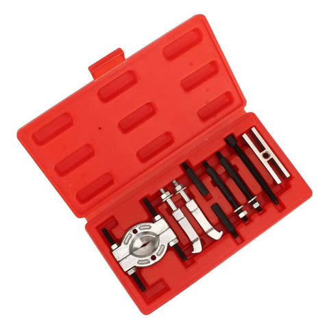 Heavy Duty 9 Piece Steel Separator Puller Tool Kit Universal Fit For Bearing Removal And Auto Repair Fits Front Rear Wheel Hubs Pinion Gears Axle Drive Shafts Perfect To Fix Bearings Without Breaking A Sweat On Your Rig Today. red plastic case with steel bearing puller parts