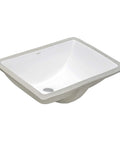 Undermount White Rectangular Porcelain Ceramic Bathroom Sink With Overflow For Small Vanities 16 By 11.75 Inch Solid Build
