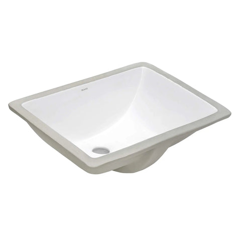 Undermount White Rectangular Porcelain Ceramic Bathroom Sink With Overflow For Small Vanities 16 By 11.75 Inch Solid Build