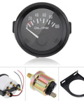 Front view of DriSentri 2-inch (52mm) oil pressure gauge kit with wiring harness, pressure sensor, and mounting bracket