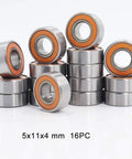 Ball Bearing Kit For Traxxas Nitro Revo 3.3 5309 Model Sealed Bearings Set In Orange And Blue Colors For Monster Truck Transmission Upgrade Including Multiple Sizes 5x11x4mm 6x12x4mm 12x18x4mm 6x13x5mm 10x15x4mm 8x16x5mm, 5x11x4mm sealed bearings, 16 pcs