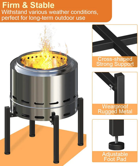 Universal Fire Pit Stand For 15 To 27 Inch Pits Adjustable Wing Screws Fits Solo Stove Bonfire Ranger Yukon durable metal