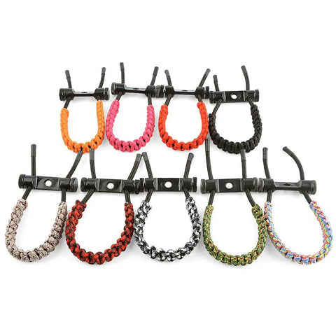 Braided Adjustable Archery Bow Wrist Sling With Aluminum Mounts For Compound Bow And Crossbow Pink Nylon Rope Wrist Strap