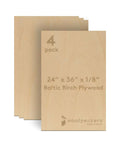 Woodpeckers Baltic Birch plywood sheets, 24 x 36 x 1/8 in, 4-pack, natural wood finish