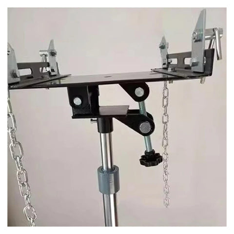 Close-up of Transmission Jack Lift 0.5 Ton Adjustable Hydraulic Jack With Foot Pedal And 360 Degree Swivel Wheel Garage Hoist