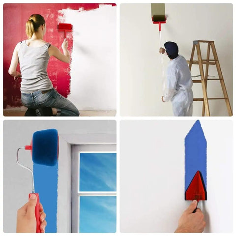 Cut The Grind And Skip The Tape With This Seamless Paint Roller And Flocked Wall Edger For Fast Mess Free Coating Save Bucks And Nail Pro Look On Any Surface Real Quick Deal showing seamless paint roller application on walls.