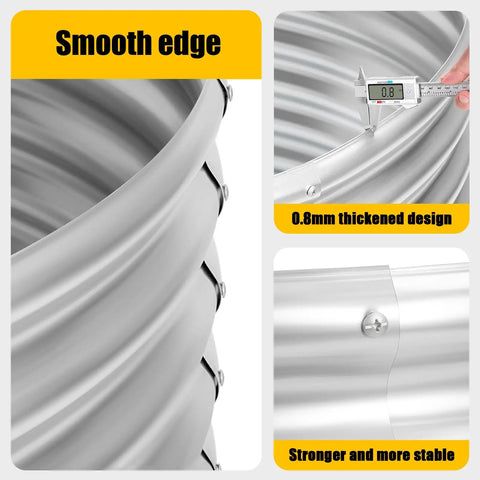 Close-up of 4 Foot Fire Pit Ring Galvanized Steel 48 Inch Wood Burning Ring, smooth edges, 0.8mm thickness with secure bolts.