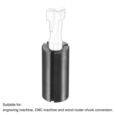 Beefy Router Collet Driver Adapter from 12.7mm to 8mm for CNC engraving milling machines, carbon steel, black oxide finish.