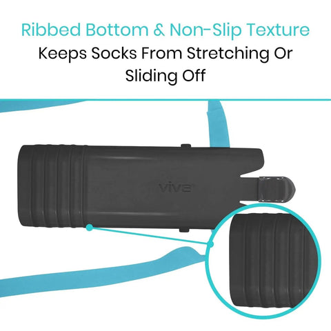 Sock Aid Easy On Easy Off Assist And Remover For Daily Living Helper With Patented Design No Bends Required No Sweat So Socks Go On And Off With Ease For Limited Mobility Recovery Seniors And Caregivers, black ribbed sock aid