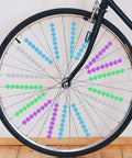 Bicycle wheel with multicolor bicycle spoke beads set with luminous plastic clips durable clip beads for kids bikes 72 piece wheel decoration kit