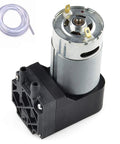 2-piece set: 12V mini diaphragm vacuum pump with silicone tube; metal motor, black plastic base