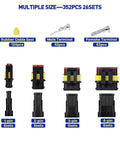 Boatsea 26 Kits Automotive Electrical Connectors With Ratchet Crimping Tool, Water Proof Weather Pack Wiring System For 16 To 22 Awg Copper Terminals Heavy Duty Car Audio And Truck Repair Jobs. 1-4 pin connector kit parts