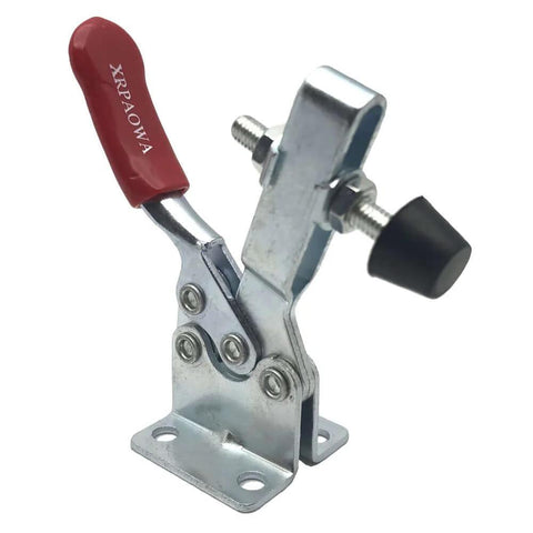 4 Pack Toggle Clamp 201B Heavy Duty Quick Release Horizontal Clamp, red handle, zinc plated, cold rolled carbon steel.