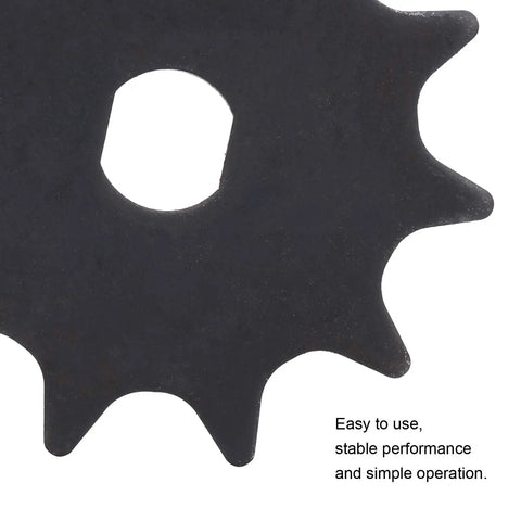 Beefy 11 Tooth Steel Sprocket For 410 Type H Holes 11T Bicycle Drive Gear For 1020 High Speed Motor Heavy Duty Construction Durable Easy Fit Long Life Performance, black steel sprocket close-up