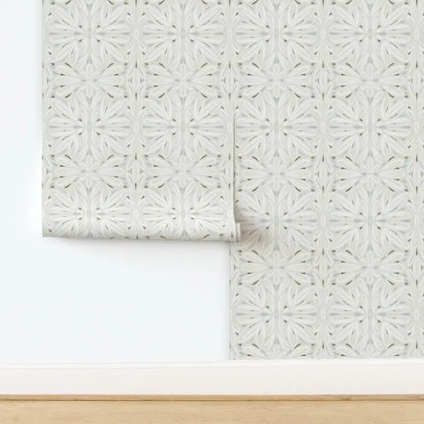 Workhorse Symmetrical Wallpaper With Pvc Free Type Ii Rating And Matte Texture Boasting Sturdy Linen Vibes For Busy Kitchens Bathrooms And Commercial Spaces Using Paste To Paper Installation For Pro Level Daily Results, showcasing a rolled beige pattern.