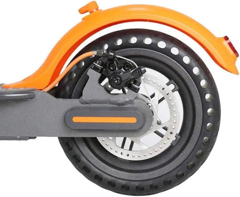Aluminum Alloy 140mm Six Hole Disc Brake Rotor for Electric Scooters Replacement Part, visible on scooter wheel.