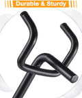 Close-up of a 4-inch black stainless steel hook from the 100 Pack Stainless Steel Pegboard Hooks, durable and sturdy.