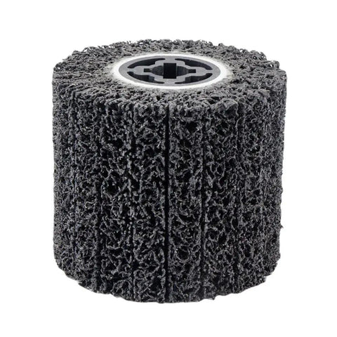 Close-up of a single drum from 4Pcs Stripping Drum Set With 40 Grit Abrasive Drawing Wheels For Metal Rust And Paint Removal Coating Stripping