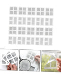 DIY Window And Door Screen Patch Kit With 20 Fiberglass Mesh Patches for quick fixes on screens, image shows patches.