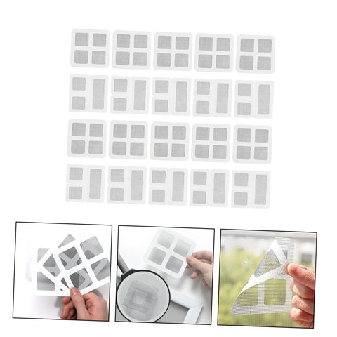 DIY Window And Door Screen Patch Kit With 20 Fiberglass Mesh Patches for quick fixes on screens, image shows patches.