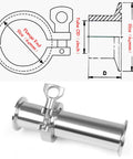JMCOLMT tri-clamp tube spool: 2 in OD, 304 stainless steel seamless, 6 in length, clamp end 50.5 mm.