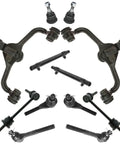 Heavy Duty Steering And Suspension Kit Featuring Control Arms Ball Joints Tie Rod Ends For Ford, 12 piece assembly shown.