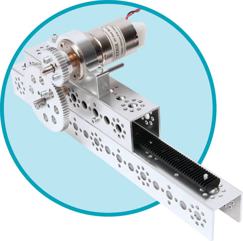 Rack And Pinion Linear Slide Pack For Robots And Vehicles, Turn Rotational Motion Into Smooth Linear Drive, TETRIX MAX Compatible Robotic Building Elements, Ideal For Forklift, Conveyor, Sorter Add Ons And Hobby Robot Projects.