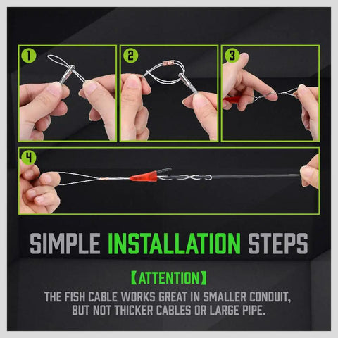Hands demonstrating connectors of 11 Ft Fiberglass Electrical Fish Tape Kit With Coaxial Cable, Glow Rods, Brass Connectors, Magnetic Link, And Push Pull Rods For Running Wires Through Walls And Attics Like A Pro