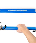Ratchet Wrench Extender For Hard To Reach Spots, Universal Offset Extension Bar with adapters shown in use.