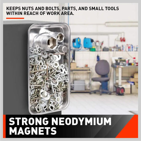 Magnetic Parts Tray Set For Gearheads And Pros Stainless Steel Heavy Duty Tool Organizer with bolts and metal parts