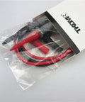 Ultra Sharp Multimeter Probe Leads Kit With Gold Plated Test Probes, packaged, showing red and black leads in plastic bag.