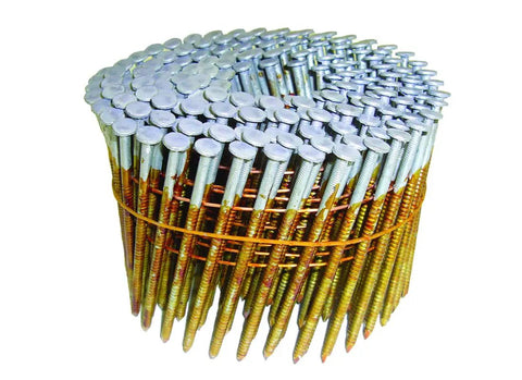 Coil of Full Round Head Framing Nails 3 Inch.120 Ring Shank Heavy Duty Pro Grade Hot Dipped Galvanized Wire