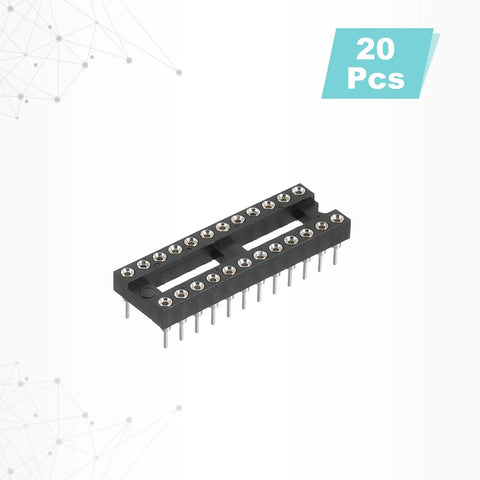 DIP IC Socket Adapter Set 20 Pieces 7.62mm Row Pitch 24 Pin 2.54mm Pitch Breadboard Friendly, single piece close-up