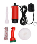 No Strings Attached Cordless Lithium-Ion Submersible Water Transfer Pump Workhorse with 120L/H Flow and 5m Head Fits 18V Batteries for Garden Pool Sump with 19mm Outlet parts including pump, hose, fittings and accessories.