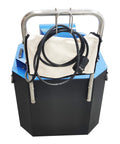 Back view of No Sweat Heavy Duty Movable Dust Collector For Central Air Conditioning Duct Cleaning with power cord and collection bag.