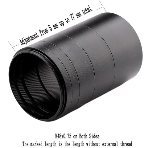 2-Inch M48 Extension Tube Kit With 5 Rings For Backfocus, Eyepiece Projection And Flatteners, M48 0.75 threads, 5-77 mm range
