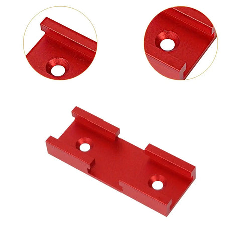 Red T Shape Track Cross Connector for Router Table Intersection Slot Jig Profile Double Cut Woodworking Tool with close-up details