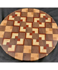 Solid End Grain 12 Inch Wooden Lazy Susan Round Kitchen Centerpiece For Spices Condiments And Everyday Essentials A Dope Rotating Organizer For Dining Table Pantry Cabinets And Home Decor, detailed mosaic pattern top view