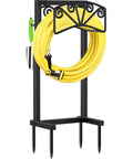 Heavy Duty Garden Hose Holder With 4 Ground Spikes, Upgraded Metal Hose Reel Stand Holds Up To 160 Ft Of Hoses with garden tools