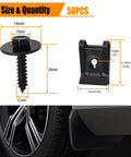 Pro Grade 50 Piece Steel Fender Liner Screw And U Nut Retainer Clip Kit For Engine Splash Shield Hex Head dimensions 14mm fender bolt 20mm length