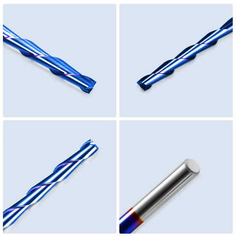 CNC Router Bits Set One Eighth Inch Shank Flat Nose Carbide End Mills Two Flute Spiral Upcut Milling Cutter Kit For Wood PVC MDF Hardwood