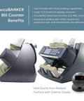 Beefy Heavy Duty Bill Counter Machine With UV And Magnetic Counterfeit Detection, 300 Bill Hopper, external display shown