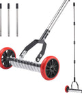 Labor Saving No Fuss Lawn Dethatcher With Wheels Roller Rake For Lawn Care Durable Stainless Steel Blades And Tines Heavy Duty