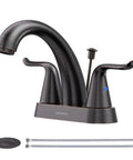 Oil Rubbed Bronze 4 Inch Centerset Bathroom Faucet With Two Handles And Lift Rod Drain Assembly