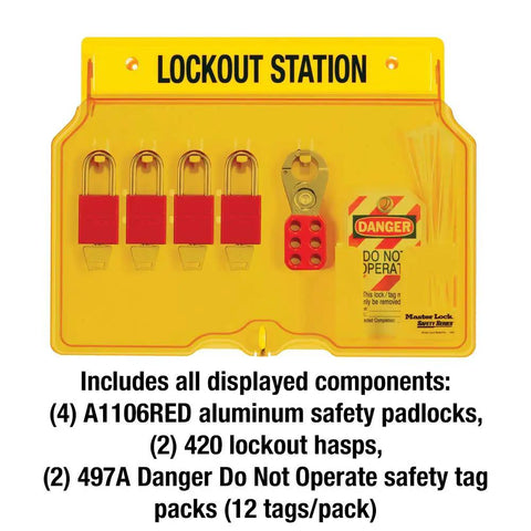 Lockout Tagout Padlock Station To Secure Up To 10 Safety Padlocks And Hasps OSHA Compliant One Piece Molded Design With Translucent Lockable Cover