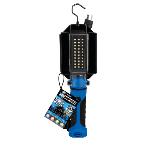 1000 Lumen LED Drop Light With Built In 120V Outlet, 25 Foot 18 Gauge Grounded Cord, Rugged Pro Grade Work Light with Hook and Grip