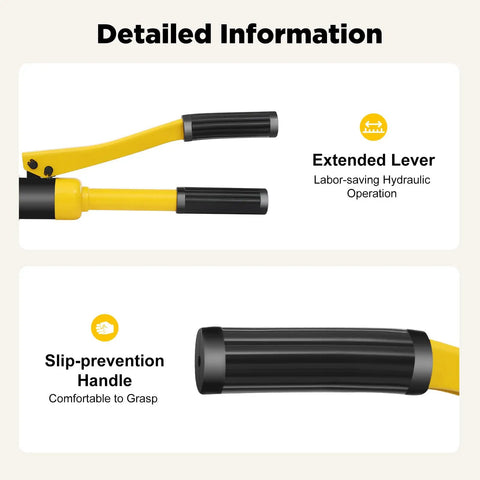 8 Ton Hydraulic Rebar Cutter With Case Portable Steel Bar Cutter handle and lever details for comfortable, labor-saving operation