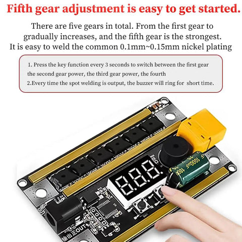 Spot Welder With Three Modes And Digital Power Control for Jewelry Iron and Stainless Steel showing gear adjustment feature