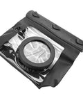 Underwater Camera Housing Case For DSLR And Mirrorless Cameras, 20 Meter Waterproof Deep Sea Protective Pouch, Black in close-up view